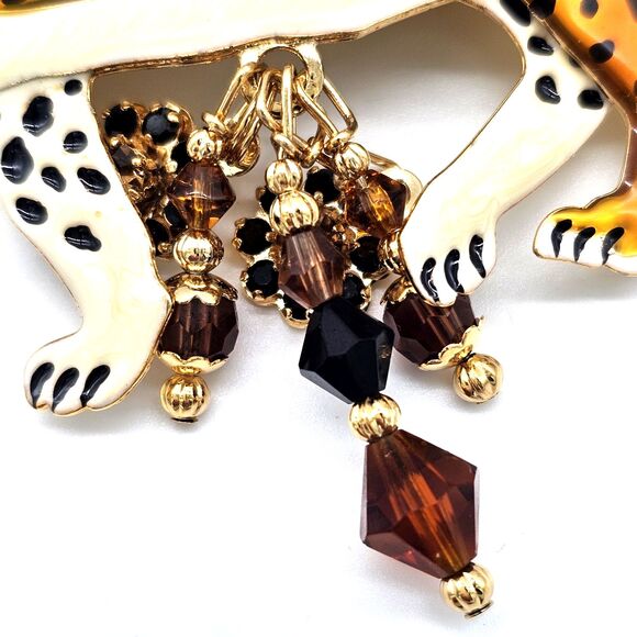 Lunch at the Ritz Leopard Brooch Vtg RARE LATR 2 Go Articulated Pendant Pin - Picture 8 of 11